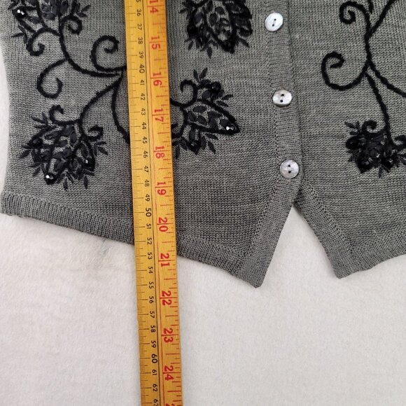Vintage 95 Susan Bristol Gray Knit Vest Small Beaded Embroidered Deadstock New - Picture 10 of 10